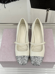 Zapatos Jimmy de Mujer, Alta Calidad, Diseño Moderno, Color Beige Mate, Tacón Bajo, Textura Premium, Cómodos y Transpirables - Product Image 4