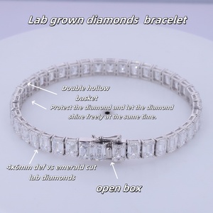 4X6MM 0.65Ct Lab Diamonds Tennis Bracelet 10K 14K Oro sólido Lab Diamonds Emerald Cut Bracelet Def Vs Brazalete de diamantes sueltos - Product Image 2