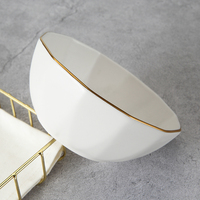 Service de table en porcelaine WEIYE 2021, luxe, bord doré, forme cristal, blanc, céramique mate.
