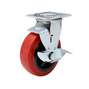 Hochbelastbare Eisenkern-Polyurethan-Räder Rot 6 Zoll Durchmesser Ultra-Schwerlast Starre Drehbare Rollen 1 Jahr Garantie - Product Image 1