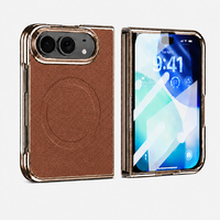 Étui de téléphone portable à écran pliable pour iPhone DUO, motif litchi premium, charge magnétique sans fil, coque anti-chute