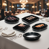 Assiette de service empilable en mélamine noire au design moderne pour restaurants de hot pot, idéale pour les homards et les poissons, en plastique, pour shabu-shabu