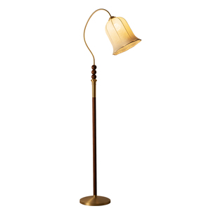 Lámpara de Pie Aisilan de Madera de Fresno Maciza + Metal + Vidrio, Diseño Vintage con Forma de Flor de Loto, Lámpara de Pie Inteligente con Atenuación - Product Image 6