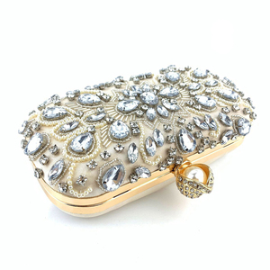 Pochette carrée de luxe tendance en cristal <span class=keywords><strong>pour</strong></span> mariages et soirées, sacs à perles ornés de strass et de diamants avec décorations de perles - Product Image 2