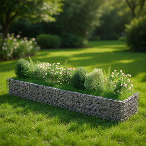 Jardinière surélevée en gabion en acier galvanisé 177,2x35,4x19,7 cm, style rustique - Product Image 2