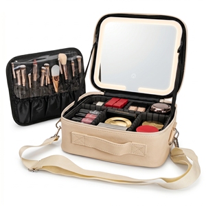 Estuche <span class=keywords><strong>de</strong></span> <span class=keywords><strong>Maquillaje</strong></span> <span class=keywords><strong>con</strong></span> Logotipo Personalizado, Luces LED y Espejo, Bolsa Organizadora <span class=keywords><strong>de</strong></span> Cosméticos <span class=keywords><strong>de</strong></span> Viaje para Mujer, Bolsa <span class=keywords><strong>de</strong></span> Hombro Portátil <span class=keywords><strong>de</strong></span> Gran Capacidad - Product Image 2