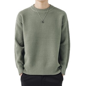 Pull en maille gaufrée de coton personnalisé pour hommes, col rond épais 7GG, chaud pour l'hiver, tricot haut de gamme, pull OEM pour le printemps, vente en gros - Product Image 5