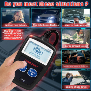 MS309 OBD2電気自動車診断スキャナーブラック12Vエンジンコードリーダー英語プラスチックスキャンツールアナライザー自動車用 - Product Image 4