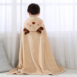 Serviette <span class=keywords><strong>de</strong></span> <span class=keywords><strong>bain</strong></span> à capuche en microfibre polaire pour enfants, motif dessin animé, 70*140 cm, 350 grammes/pièce, douce, brodée - Product Image 2