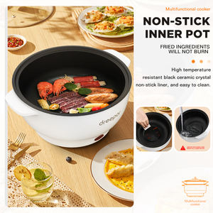 Dreepor หม้อก๋วยเตี๋ยวไฟฟ้าขนาดเล็กพกพาสะดวก, หม้อทำอาหารไฟฟ้าอเนกประสงค์2.4L - Product Image 3