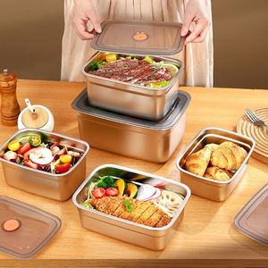Lonchera Bento de Acero Inoxidable, Contenedor Cuadrado para Almacenamiento de Alimentos, Anti-Olores Cruzados, para la Cocina, Regreso a Clases, Conservación de la Frescura - Product Image 4