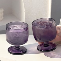 Verres à pied courts transparents personnalisés de couleur violette, fournitures de fête, gobelets élégants pour boissons, verres à vin