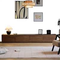 Mueble de TV de Madera de Nogal, Mesa de Centro Moderna de Madera Sólida, Combinación de Mueble de TV Sencillo de Alta Gama para Sala de Estar