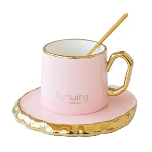 Solhui新奇字母咖啡杯套装杯垫和勺子190毫升批发杯子带手柄
