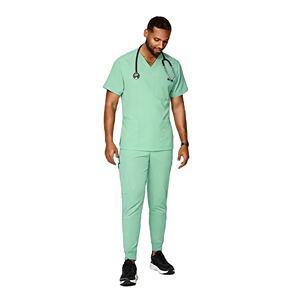 ชุดยูนิฟอร์มพยาบาลคุณภาพสูงแบบขายส่ง ชุดสครับทางการแพทย์ ผ้าเจอร์ซีย์ผสมโพลีเอสเตอร์และสแปนเด็กซ์ ยืดได้ เหมาะสำหรับใช้ในโรงพยาบาล สำหรับผู้ชาย - Product Image 2