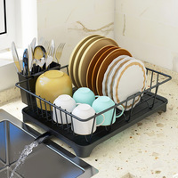 Égouttoir à vaisselle multifonctionnel et peu encombrant pour évier de cuisine, avec support de drainage pour bols et porte-couverts