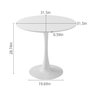 Tavolo da Pranzo Rotondo Bianco Moderno con Piano in MDF e Base in Ferro, Design Minimalista per Arredamento Soggiorno - Product Image 3