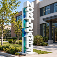 Enseigne lumineuse LED 3D personnalisée en acier inoxydable, sculpture décorative étanche pour publicité extérieure d'entreprises, centres commerciaux et parcs