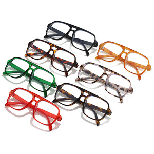 Lunettes carrées tendance, style punk européen et américain, double pont, personnalisées, grande monture, anti-lumière bleue, unisexe - Product Image 1