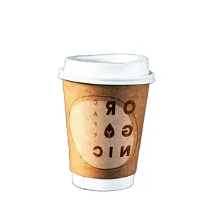 China supplier wholesale 4oz 6oz 7oz 8oz Double wall brown kraft paper double wall cups with lid for latte cappuccino to go