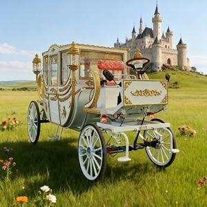 Charrette Électrique Blanche Dorée, Calèche Royale Personnalisée, Transport Spécial, Calèche de Mariage et de Visite des Monuments - Product Image 2