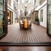 Planches de terrasse WPC carrées, brossées, surface 3D embossée, antidérapantes, imperméables, à emboîtement, garantie 5 ans, pour cour et usages multiples