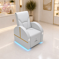 Fauteuil de pédicure électrique en cuir blanc multifonctionnel sans plomberie pour salon de beauté et de manucure