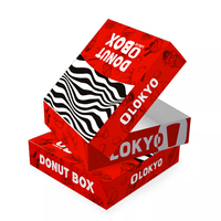 Boîte à gâteaux en papier pliable écologique LOKYO, finition mate, pour emballage alimentaire à emporter (donuts, burgers, sushis, produits pour bébés)