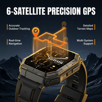 Montre connectée robuste pour homme, étanche 3ATM, GPS, batterie grande capacité 1000 mAh, alliage de zinc, écran IPS 1,95 pouces, multisports, K78