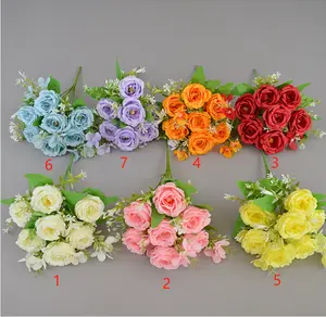 7 หัวผ้าไหมดอกไม้ประดิษฐ์ช่อดอกไม้ตกแต่ง Rose Peony ดอกไม้ตกแต่งบ้านงานแต่งงานดอกไม้ตกแต่ง