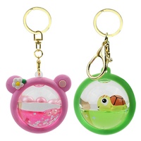 Porte-clés tortue flottante mignonne en forme ronde avec figurine 3D à l'intérieur, accessoire pendentif pour sac à dos