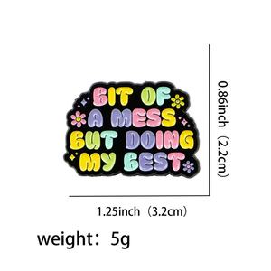 Broche de graduation pyramide avec citation mignonne, badge en métal lettre dessin animé, nickel noir, accessoires vestimentaires tendance - Product Image 5