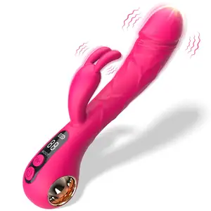 LCD Display 9 Powerful Vibrations Clitoral Stimulator Realistic Dildo Vibrator G-Spot Bunny Clit Rabbit Vibrator For Woman