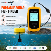Détecteur de poissons portable par sonar avec câble de 9 m, détecteur de profondeur avec écran rétroéclairé LED, capteur à 45 degrés pour la pêche sur glace et en lac