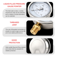 ZX-6-4 304 Stainless Steel Oil Filled Manometer, Shock Resistant Industrial Gauge with Dual PSI/Bar Scale