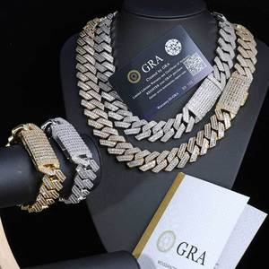 สร้อยคอแบบ Cuban Link  โมอิสซาไนต์สั่งทำ OEM ODM เงินแท้ 925 สไตล์ฮิปฮอป ประดับเพชร VVS1  ผ่านการทดสอบเพชร - Product Image 1