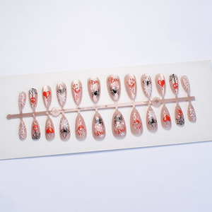 Unghie Finte di Alta Qualità Stile Punk Y2k, Tema Halloween con Ragnatele, 24 Pezzi - Product Image 3