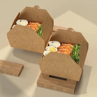 Boîte à emporter en papier kraft de qualité alimentaire, impression de logo personnalisée pour les restaurants et la livraison de repas