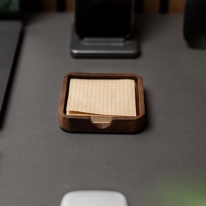 ที่ใส่โน้ตไม้วอลนัทแบบมีร่อง ขนาด 3.7 นิ้ว แผ่นบันทึกแบบแปะ กระดาษจัดระเบียบโต๊ะทำงาน สไตล์มินิมอล อุปกรณ์สำนักงานที่บ้าน ถาดไม้ขนาดเล็ก - Product Image 2