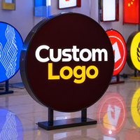 Enseigne LED circulaire en acier inoxydable personnalisée de 25 à 120 cm, éclairée, en acrylique, double face, pour affichage en magasin, enseigne électrique