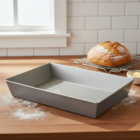 Plat de cuisson jetable en métal carré Duocai, 36*24*6cm, Eng-546, bleu, antiadhésif, 0,4mm, en carton, Chine