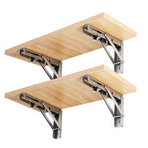 Support d'étagère pliable en acier inoxydable pour fixation murale d'angle, organisateur de rangement pour étagères - Product Image 3