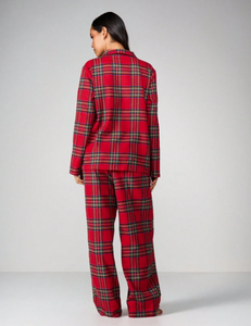 Low MOQ Custom Cotton-like Button Down Long Sleeve Solid <b>Women</b> Pajamas Set with Pocket for Christmas Manufacturer - Product Image 6