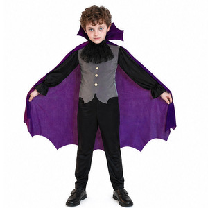 Conjunto de Disfraz de <span class=keywords><strong>Vampiro</strong></span> para Niños, Capa, Chaleco, Chaqueta, Vestido Victoriano Gótico de Terciopelo con Cuello de Encaje, Disfraz para Cosplay, Fiesta, Juego de Roles - Product Image 3