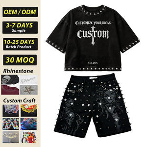 Camiseta de Alta Calidad para Hombre, Corte Cuadrado, 300g, con Logotipo Personalizado en Pedrería, Cuello Redondo, Estilo Urbano, Talla Grande - Product Image 1