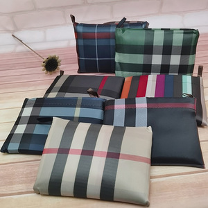 Large Checkered Folding Shopping Bag <b>Nylon</b> Grocery <b>Tote</b> Storage Bag For Daily Use - Product Image 1