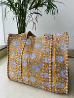 Sac fourre-tout en coton bohème, OEM ODM, motif personnalisé imprimé, sac à bandoulière en coton, sac fourre-tout imprimé à la main
