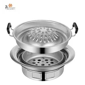 Thaise Bbq Grill Serviceschotel Multifunctionele Hot Pot Aluminium Grote Diameter Uitlaatventilator Barbecue Rond Grillrooster