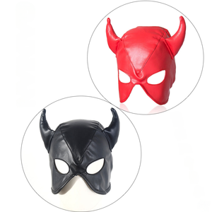 Masque de tête de taureau en cuir PU pour homme, ajustable, avec cornes, pour fête costumée - Product Image 1
