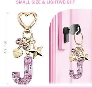 Llavero de Aleación Metálica con Letra Inicial, Mariposa y Estrella, Color Rosa y Morado, Regalo para Mujeres y Niñas, Accesorio para Bolsos y Tazas, Ideal para Aniversarios - Product Image 2